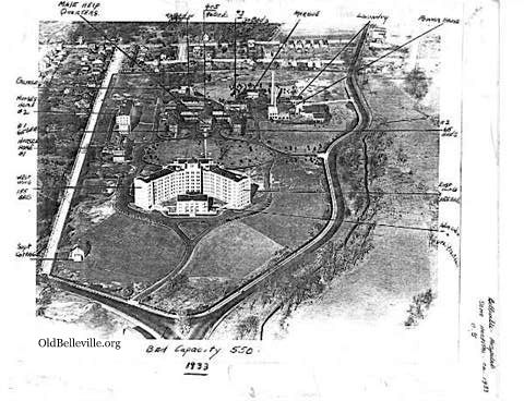 Essex County Isolation Hospital, Belleville, N.J. Aerial view